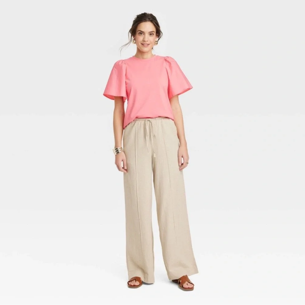 NWT Women's KTW Puff Elbow Sleeve T-Shirt - A New Day Pink XS - Picture 3 of 6
